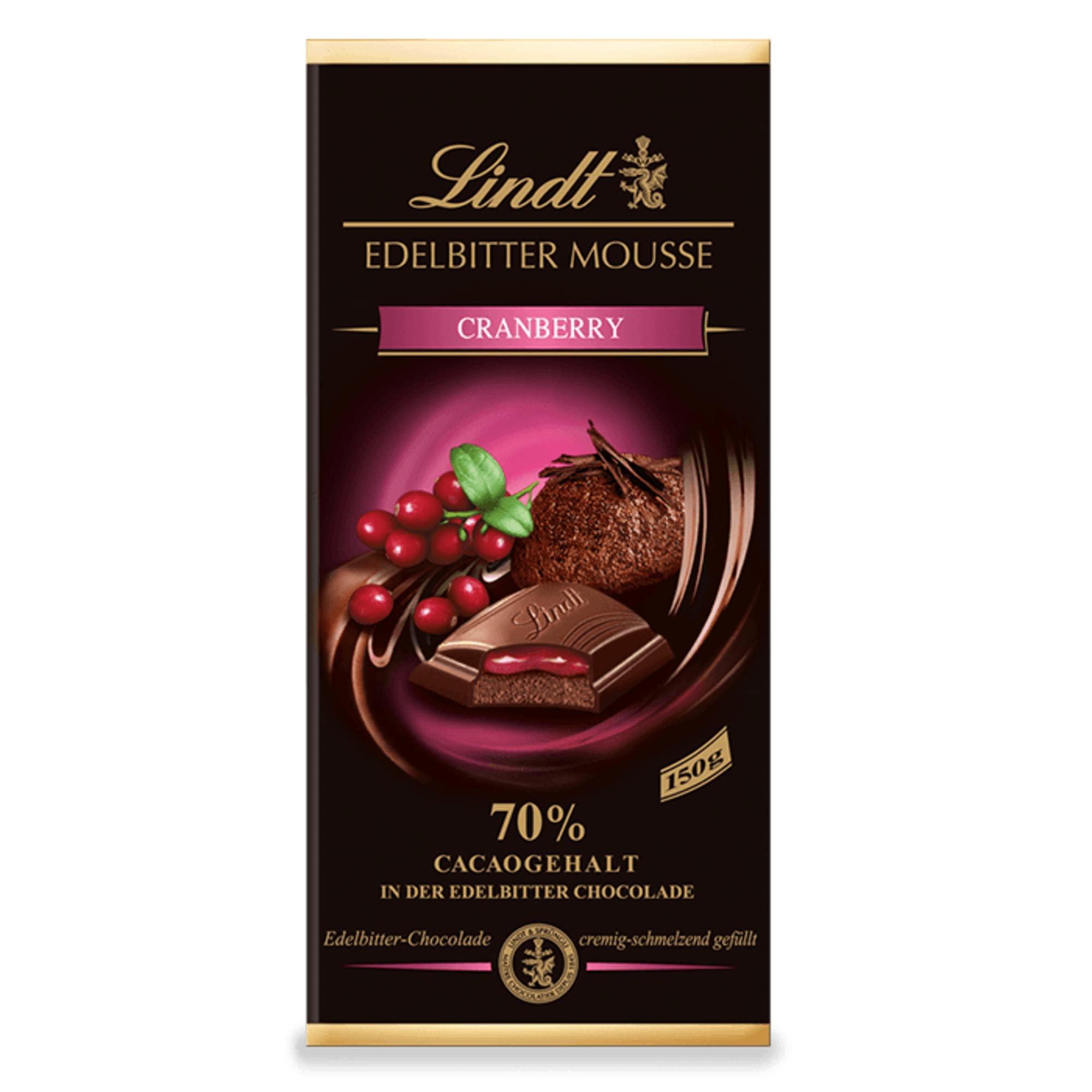 Lindt Schokolade Mousse Cranberry | Tafel | Edelbitter-Chocolade mit Cranberry-Füllung | 13er pack (13 x 150 g)