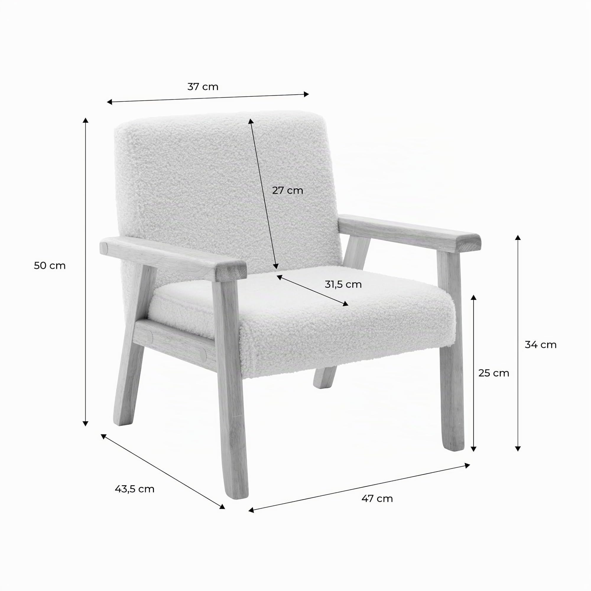 sweeek - Skandinavischer Kindersessel aus Holz, B 47 x T 43,5 x H 50 cm - ISAK