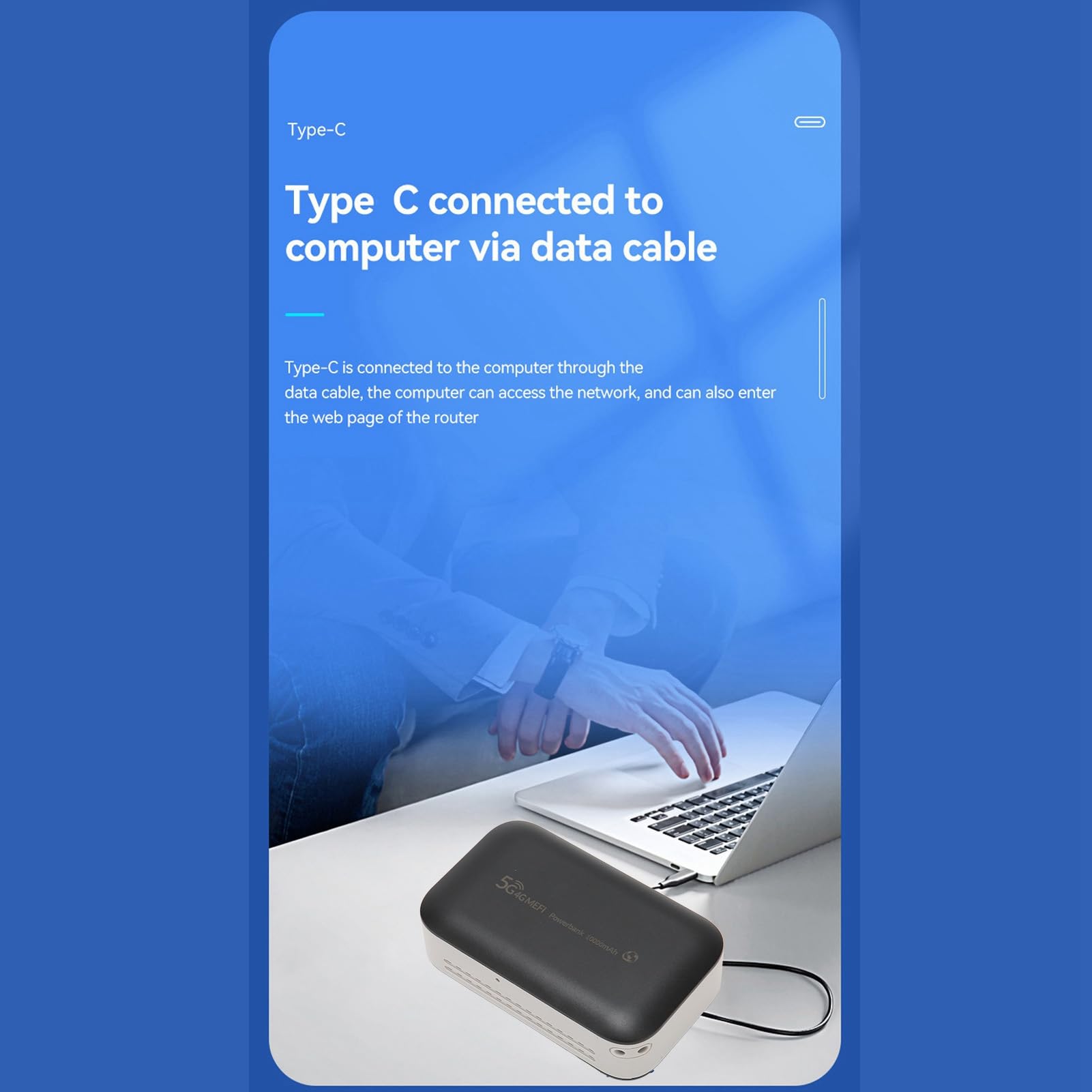 Mobilny Hotspot Wi-fi, Przenośny USB 4G LTE Odblokowany Router Wi-fi 5G 300 Mb/s z Gniazdem Karty SIM, Router Podróżny z baterią 10000 MAh