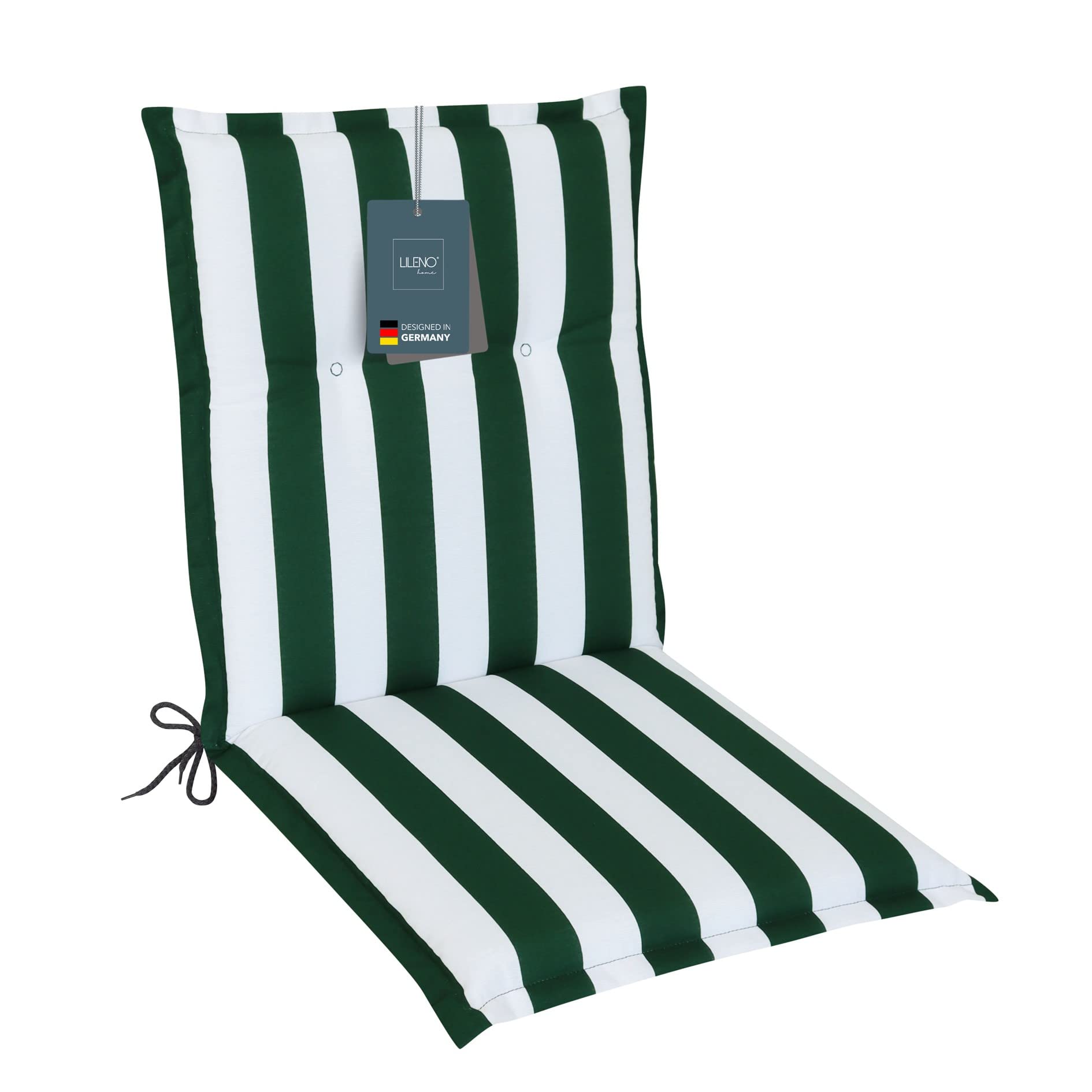 LILENO Home Tuinstoelkussens als 1-delige set - stoel met lage rugleuning, in blokstrepen, geel, comfortabele kussens als zitkussens voor tuinmeubelen, stoelkussens voor tuinstoelen en klapstoelen