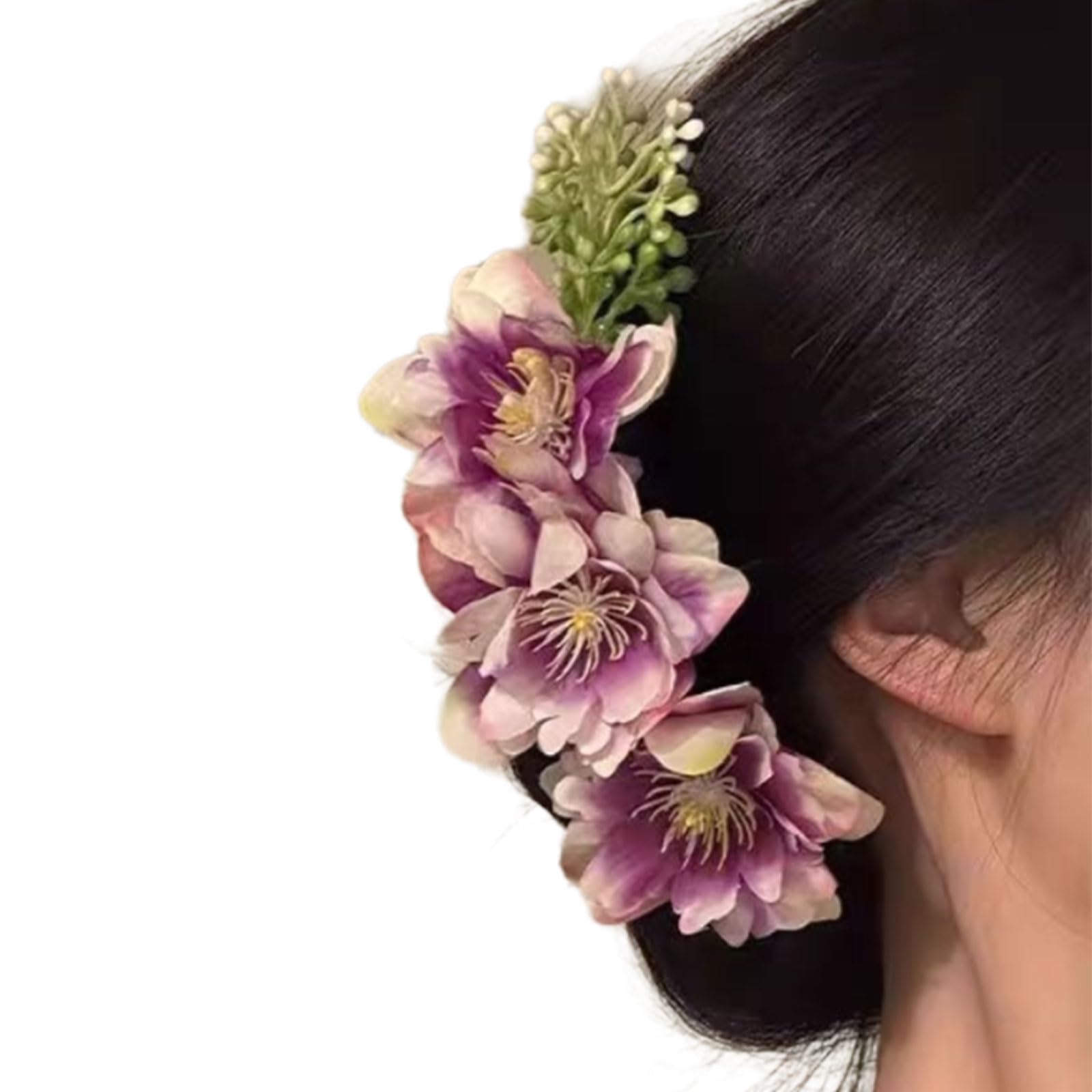 MICFENY Floral Resin Hair Comb For Ponytail Braids Nonslip Design Comfortable Hair Styling Tool Hairpiece Daily Use