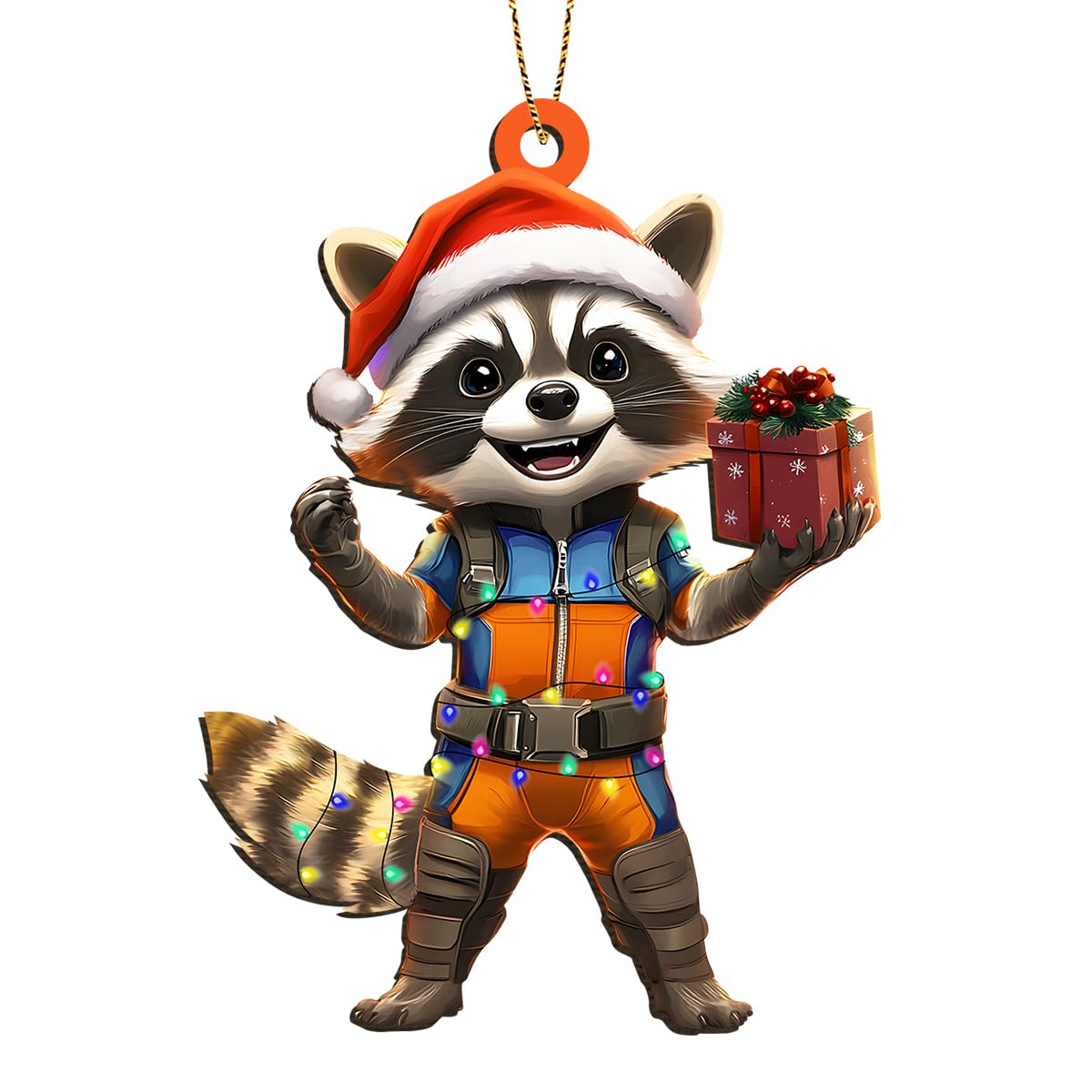 (3 pcs) 2 Side Printed Wooden Raccoon Rocket Christmas Ornaments 2024, Vacation Movie Keepsake Ornaments, Christmas Ornament Gifts for Women, Ornament Christmas Tree Decoration