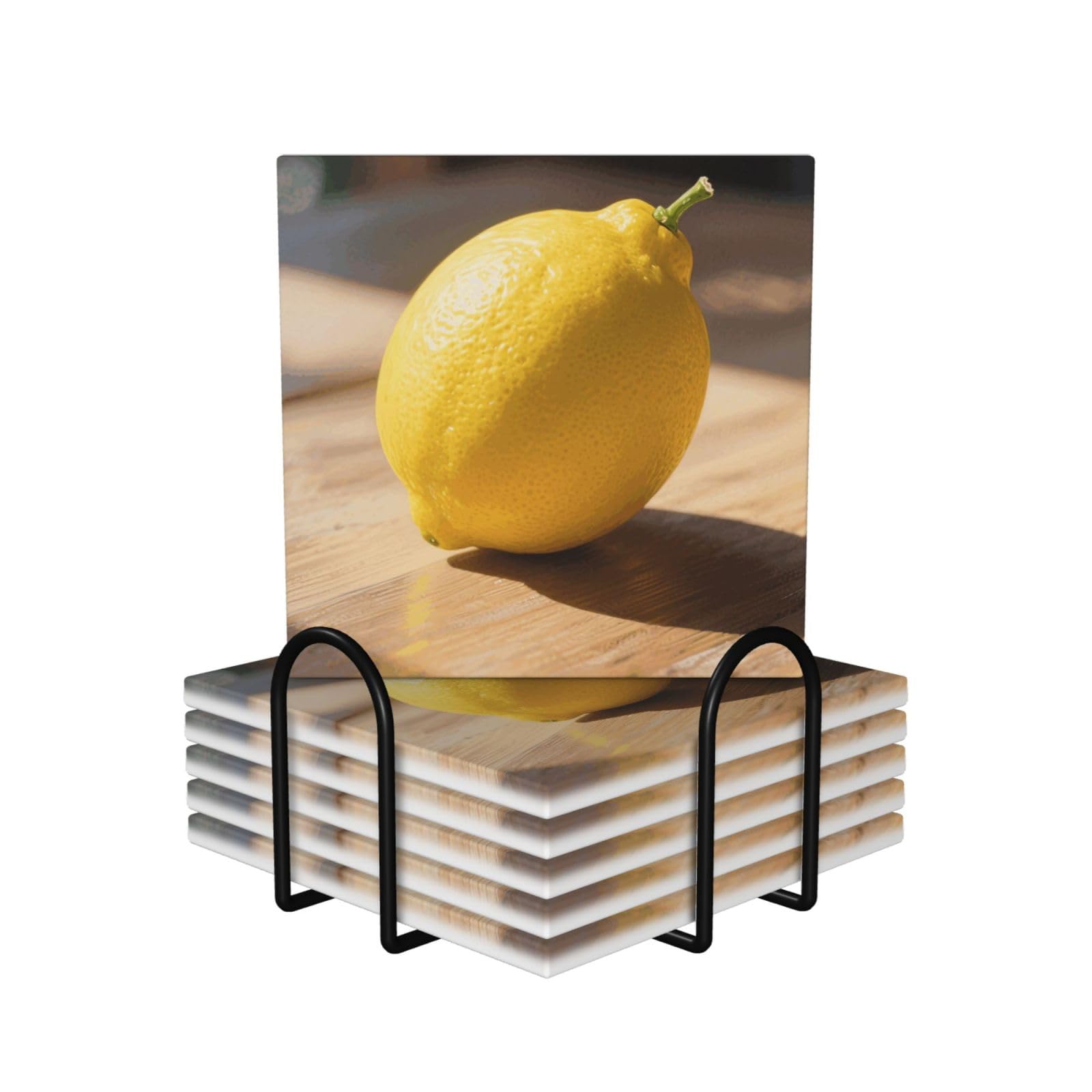 Sous-verres en céramique absorbants premium avec liège et décor citron