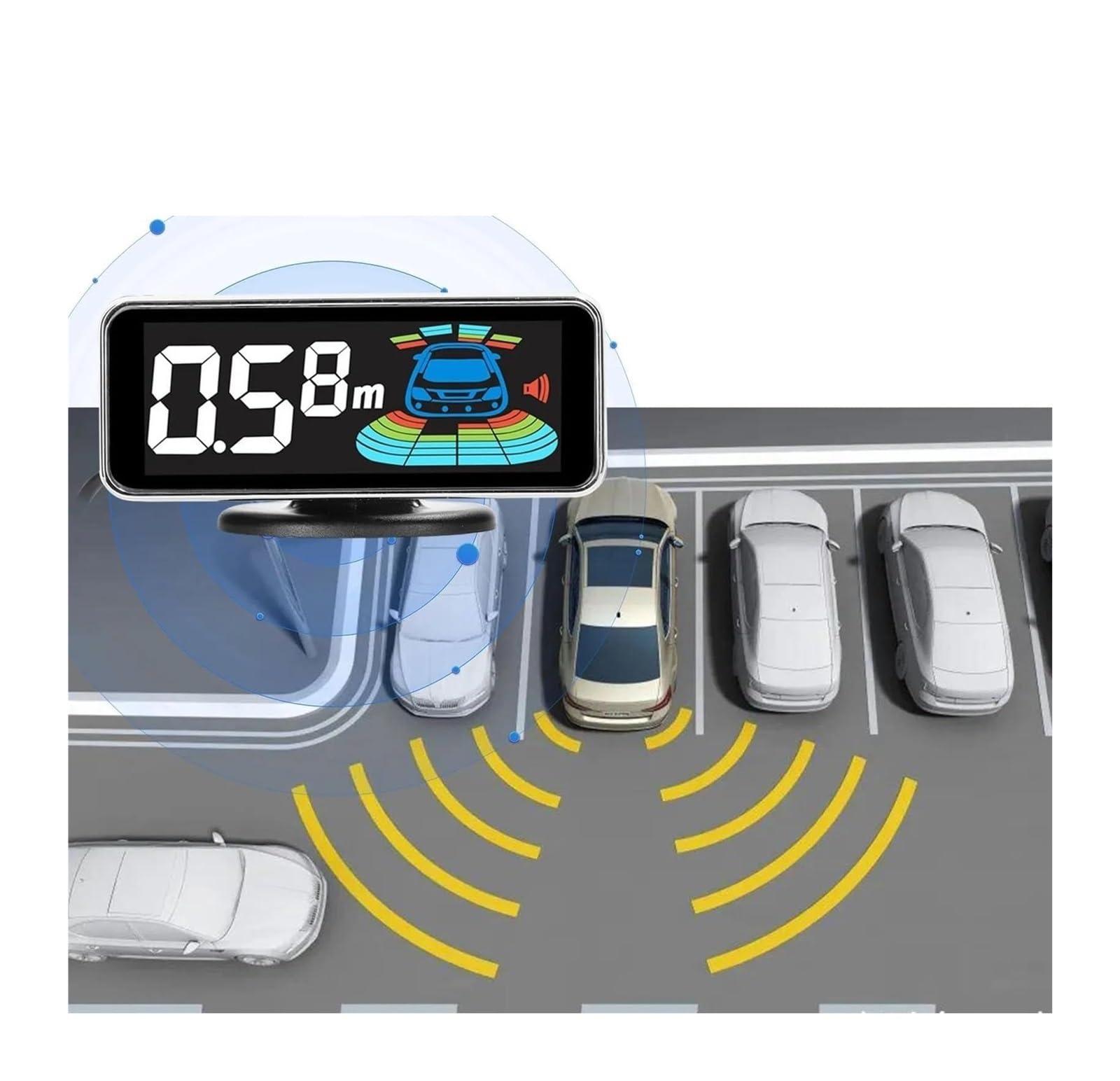 Sensor Aparcamiento Radar Marcha Atrás Trasero para Coche Detección Distancia 4/8" Y Advertencia Sonora Sensor De Aparcami