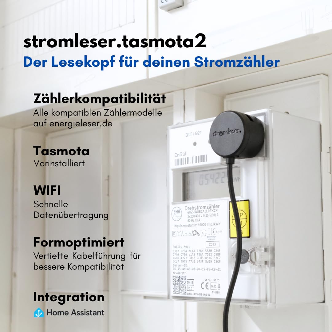 Wi-Fi Smart Meter IR Testina di lettura Wlan Tasmota preinstallata, cavo incluso