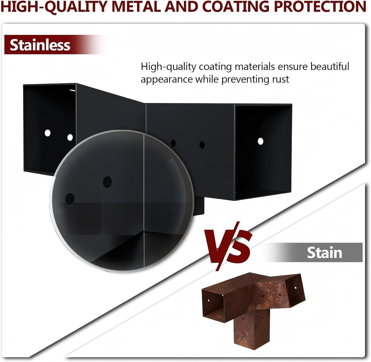 15° &75° Angled Pergola Brackets Kit, 3-Way Bracket with Post Base Kit for Log Cabin Outdoor for 4"x 4" (Actual 3.5" X 3.5") Wooden Beams Lumber Sheds Gazebos（8 Pcs）