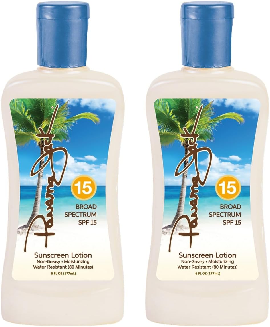 Sunscreen Suntan Lotion - SPF 15, Broad Spectrum UVA/UVB Protection, PABA, Paraben, Gluten & Cruelty Free, 6 FL OZ (Pack of 2)