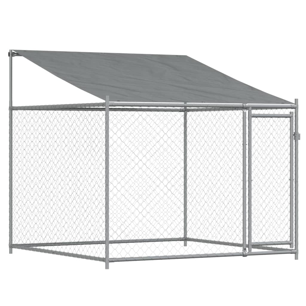IKAYAA Recinto per Cani da Esterno Box per Cani da Esterno Cuccia Cane Esterno Gabbia Cani con Tetto e Porte Acciaio Zincato-8 x 2 x 2 m/3 uscite