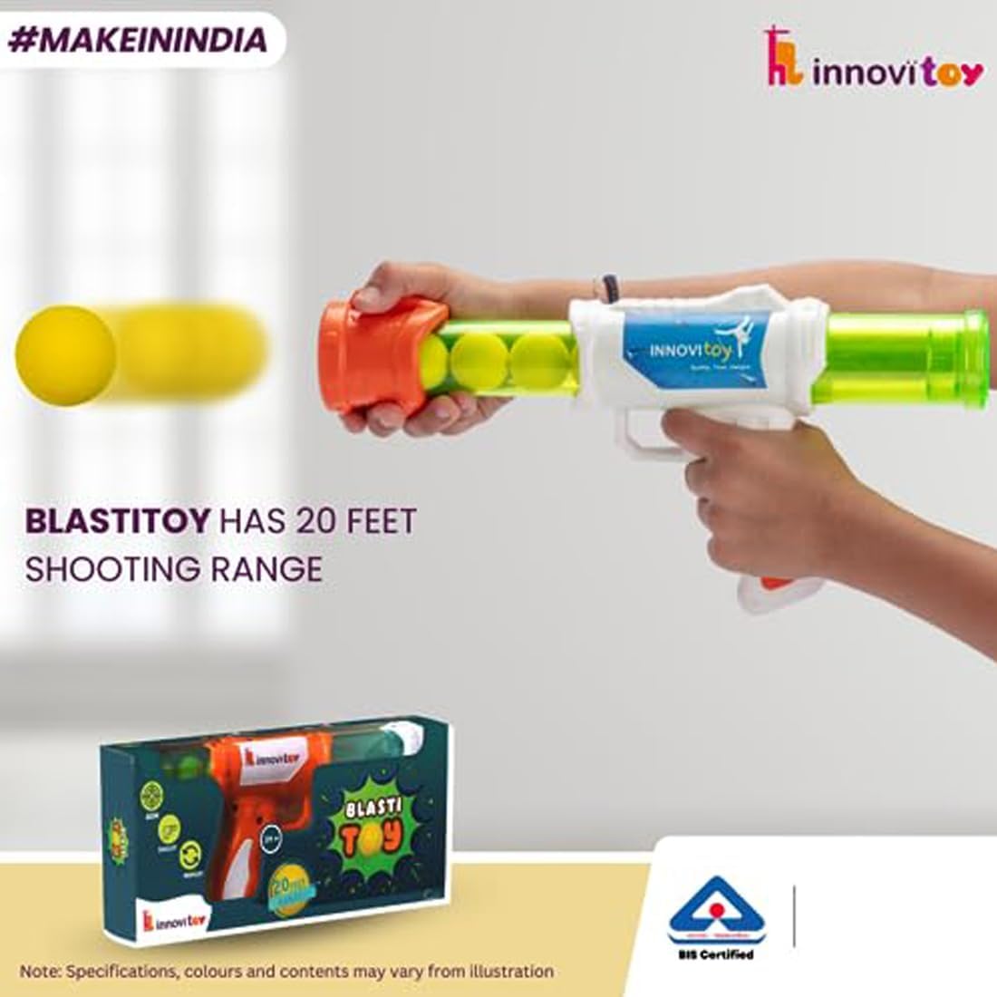 TOYIQ Blasti Toy Gun, Six Blaster Boll Shooter for Kids, 20 Feet Range, Multicolor 4