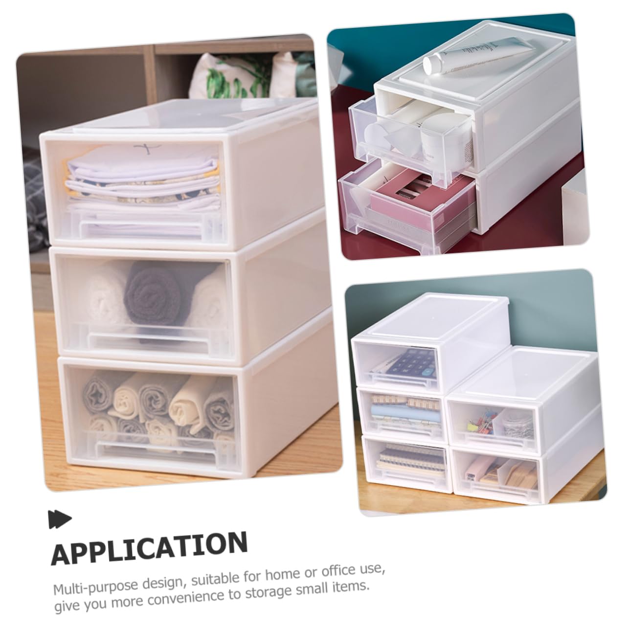 Organisateur de Bureau à 3 Tiroirs Empilables en PP, Boîte de Rangement Multi-Usages Grosse Capacité pour Maquillage et Accessoires de Bureau