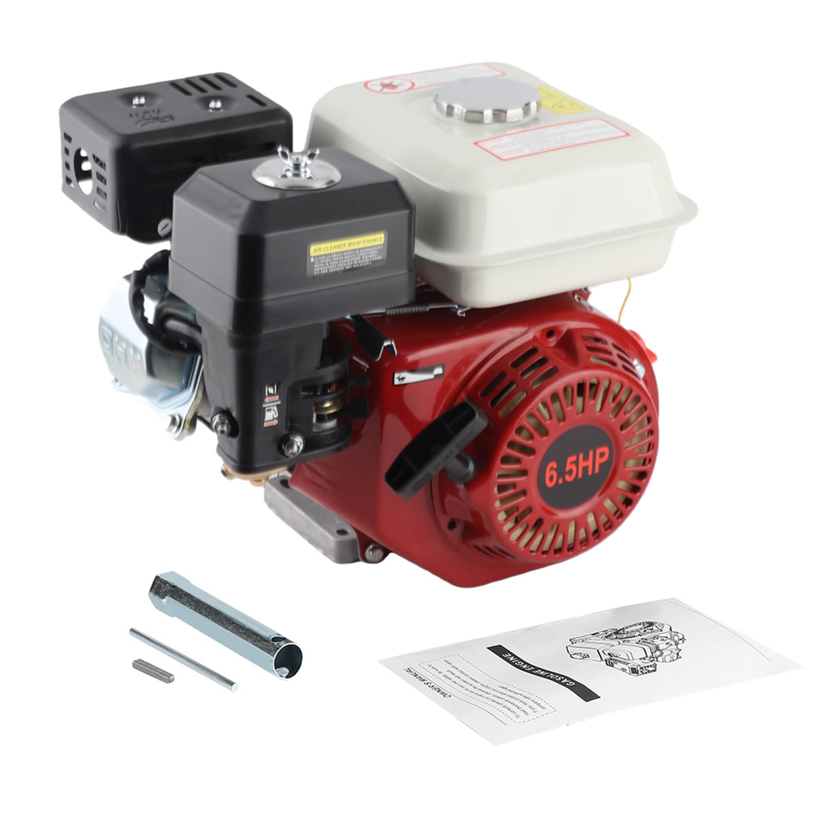 Motor de Gasolina OHV 168F de 4 Tiempos, 6,5 CV, Arranque Fácil, Funcionamiento Suave y Bajo Consumo de Aceite