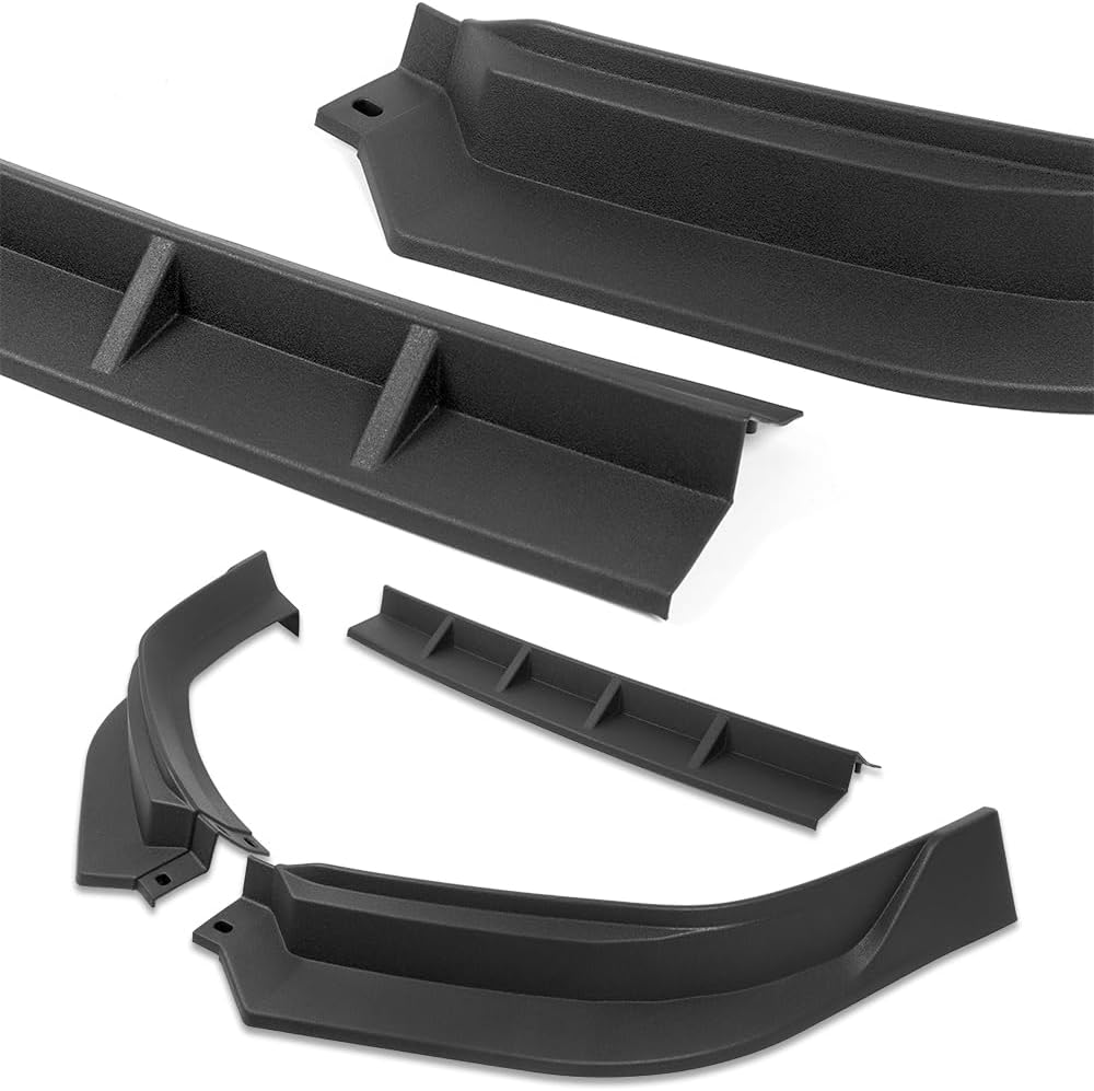 Black ABS Front Bumper Lip Body Kit Spoiler, Compatible with 2025-2027 Ford Maverick Pickup, STP-Style Splitter Trim Protection Spoiler, 3PC (No LED)