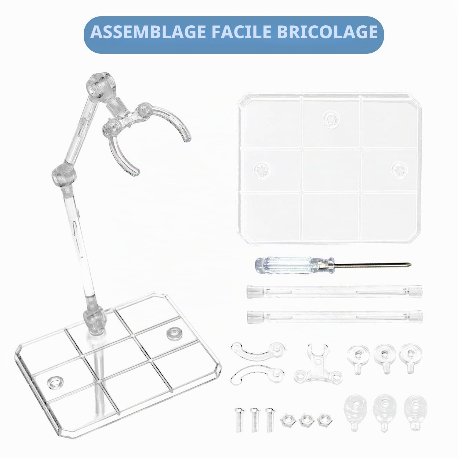 Lot de 8 supports de figurines d'action compatibles avec HG RG SD SHF Gundam 1/144 jouet avec tournevis transparent