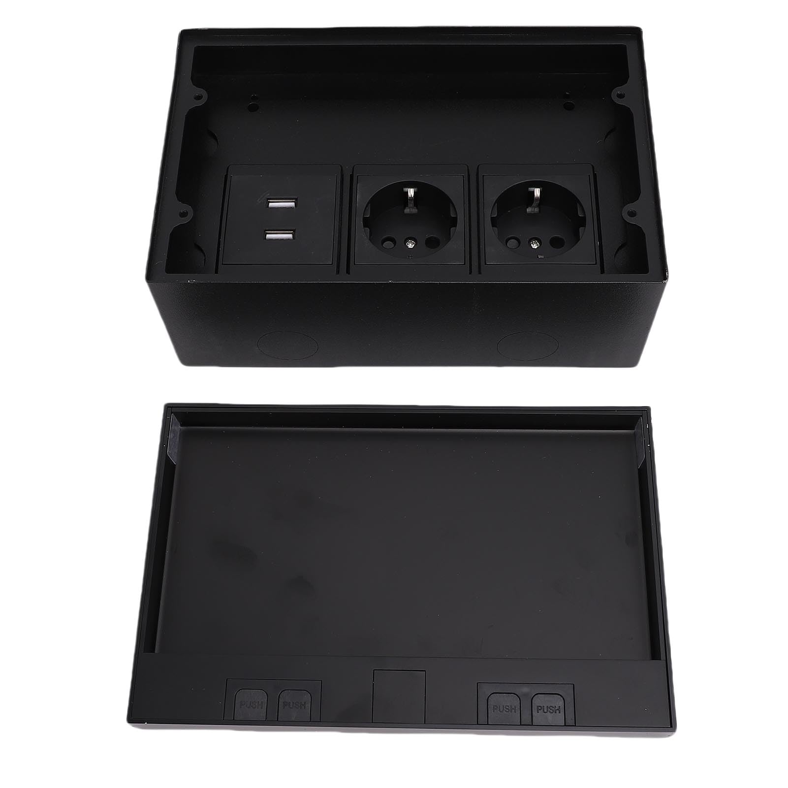 Scatola di derivazione da incasso a pavimento Kit presa piatta in acciaio inossidabile resistente all'acqua 4KW con 2 porte USB a due poli per marmo nero