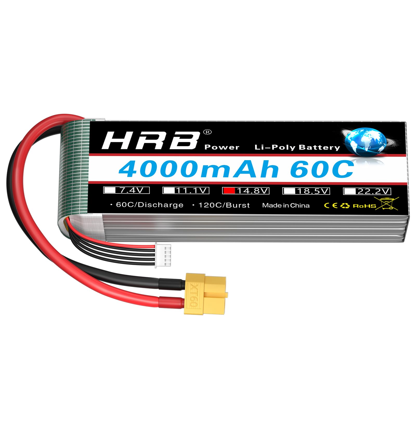 Amazon.com: HRB 4S Lipo Battery XT60 4000mAh 60C 14.8V RC Lipo