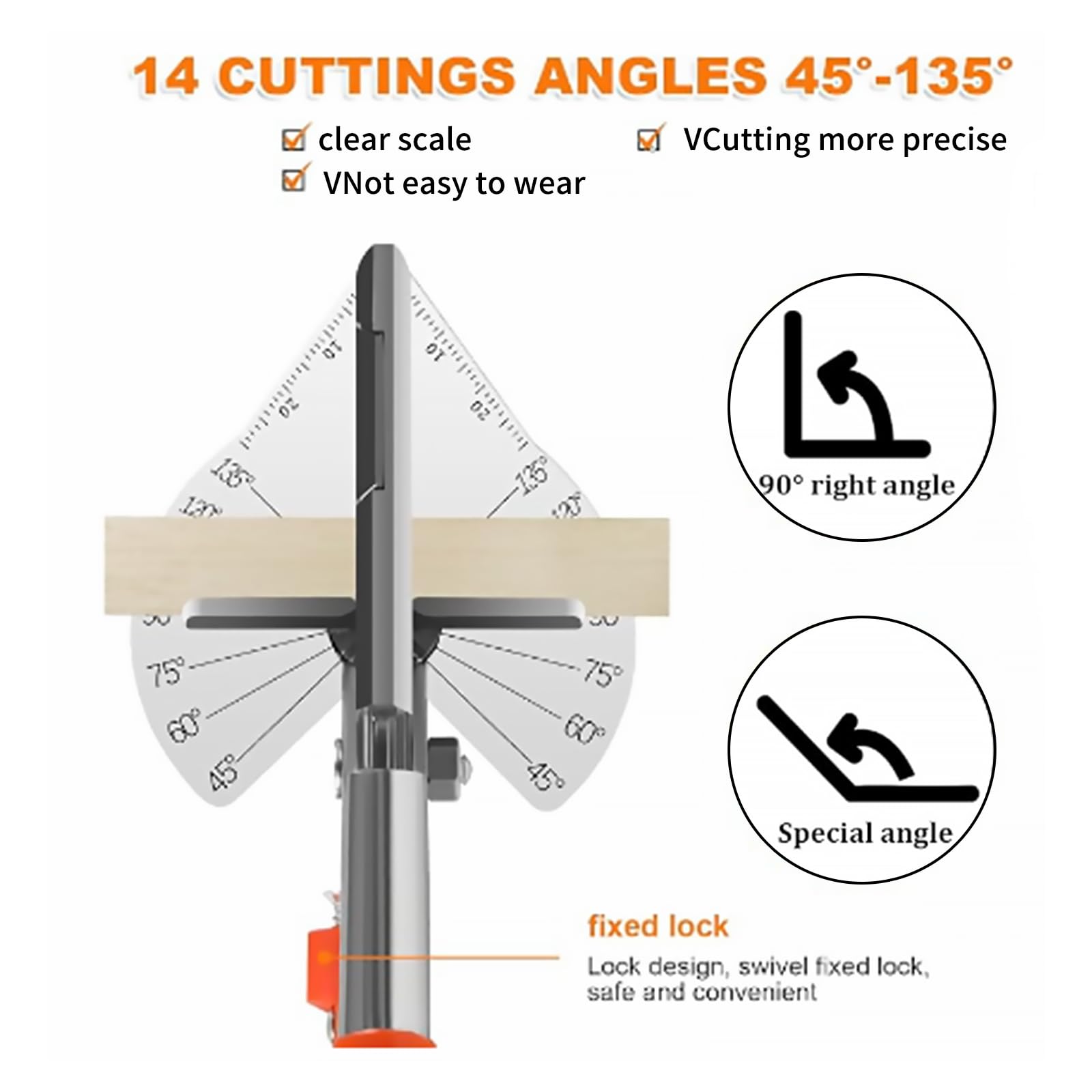 Wjelet Miter Shears, Venetian Blind Cutter, 45° to 135° Multi Angle Trim Cutter, Gasket Shear for Soft Wood PVC, Plastic - Image 3