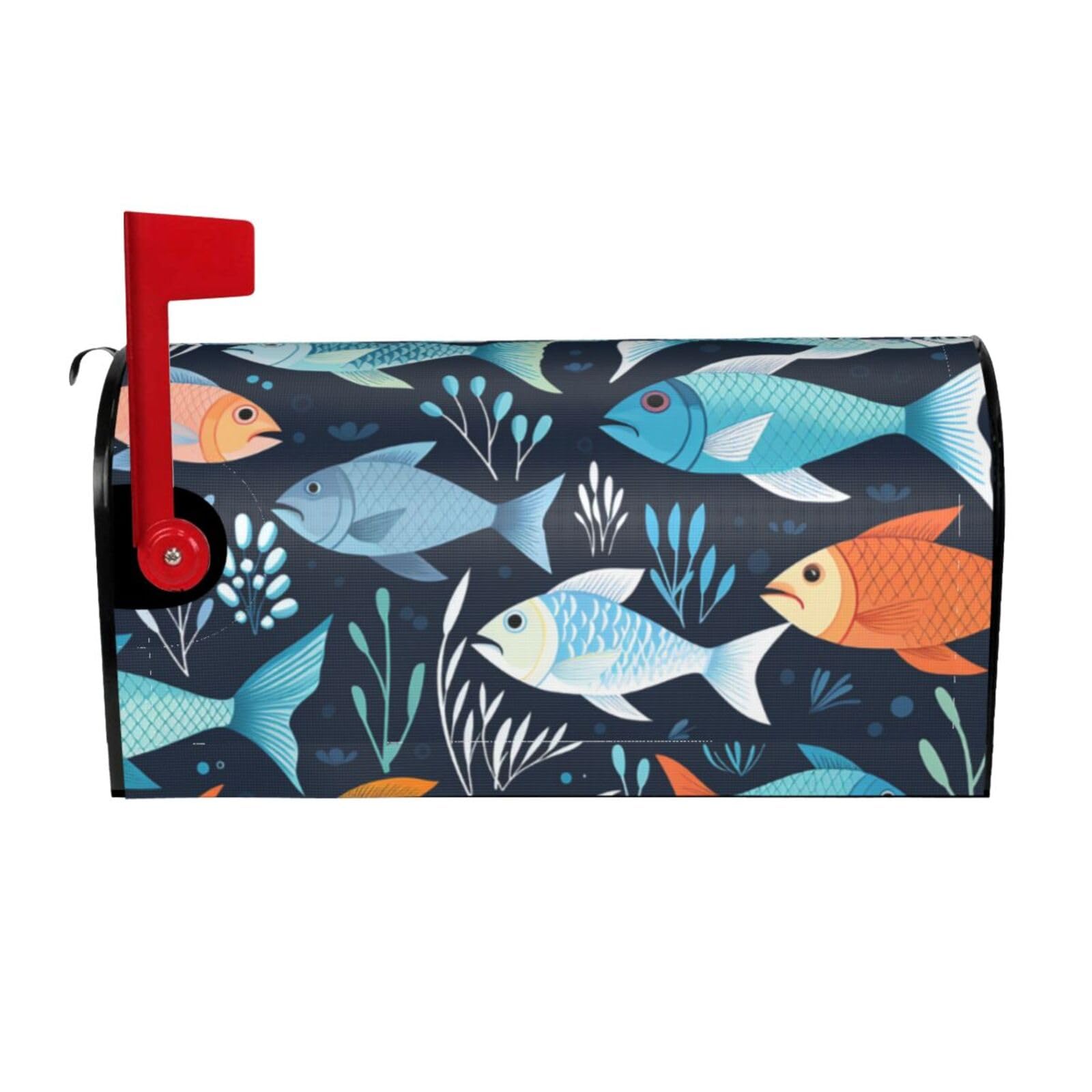 Fishes Pattern Mailbox Covers Magnetic Wraps Post Letter Box Cover Garden Home Decor 25.5x21 in