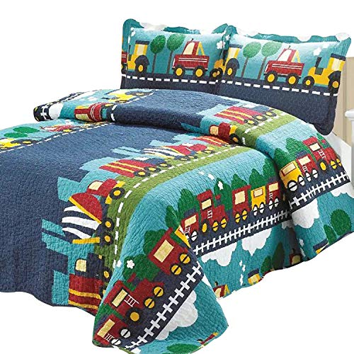 Brandream Kids Bedding Set Queen Full Size Cotton Train Trucks Quilted Comforter Set Boy Lightweight 3 Piece Buy Online In Cayman Islands At Cayman Desertcart Com Productid 27310518