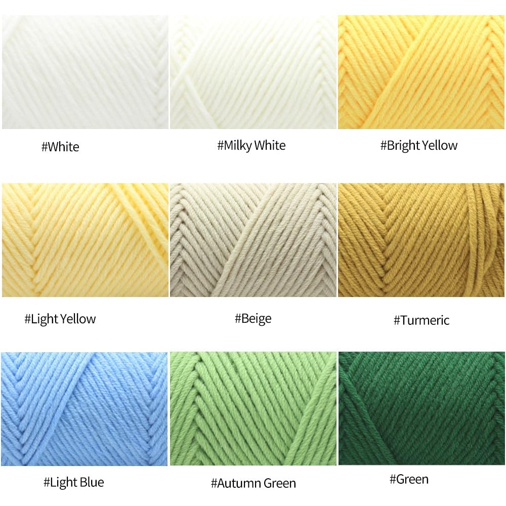 Lana 100 g/bola, hilo de algodón de 8 capas, hilo tejido a mano, hilo de algodóndón cálido, lana para bebé, hilo de crochet tejido a mano, lana de crochet (color: caqui) (amarillo brillante)