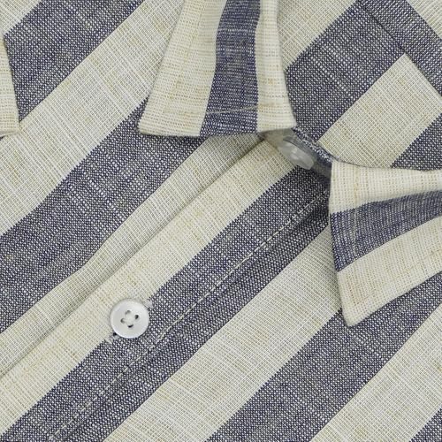 Image of GHPC Cotton Linen Striped Half Sleeves Regular Fit Formal Shirt for Men