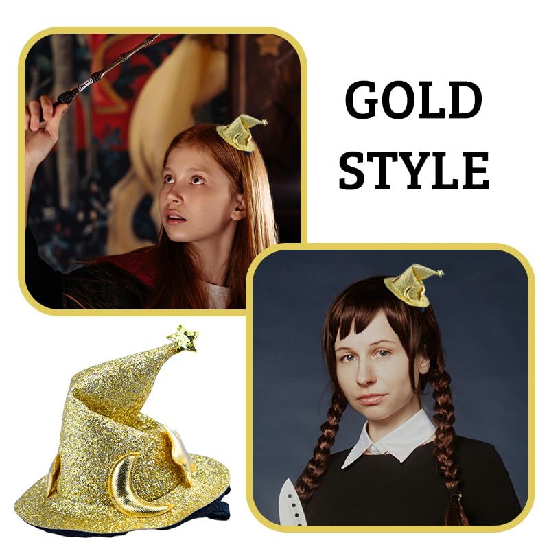 Halloween Hair Clips Witch Hat Hair Barrette Clips for Women Wizard Hat Hairpins for Halloween Cosplay Hair Accessories for Girls Non Slip Alligator Clips 3 Pcs - Image 4