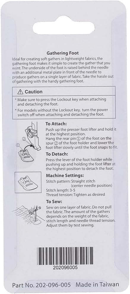 Janome Gathering Foot #202096005 for 9mm Max Stitch Width Machines