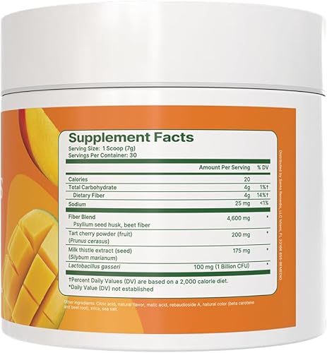 Miniatura 3 de Santo Remedio Colon Plus, Limpiador de Colon, Suplemento Dietético de Fibra de Cáscara de Psyllium y Probióticos, 30 Porciones, Sabor a Mango