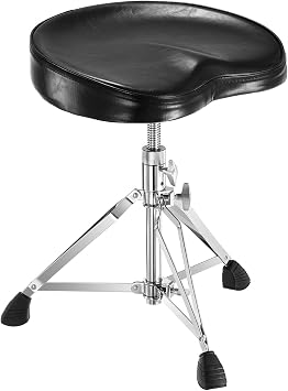 RIVVTA Drum Throne Drum Stool Adjustable Drum Seat Anti-Slip Base Swivel Drum Chair Butt Shape for Adult & Teen Drummers Free-Form Black
