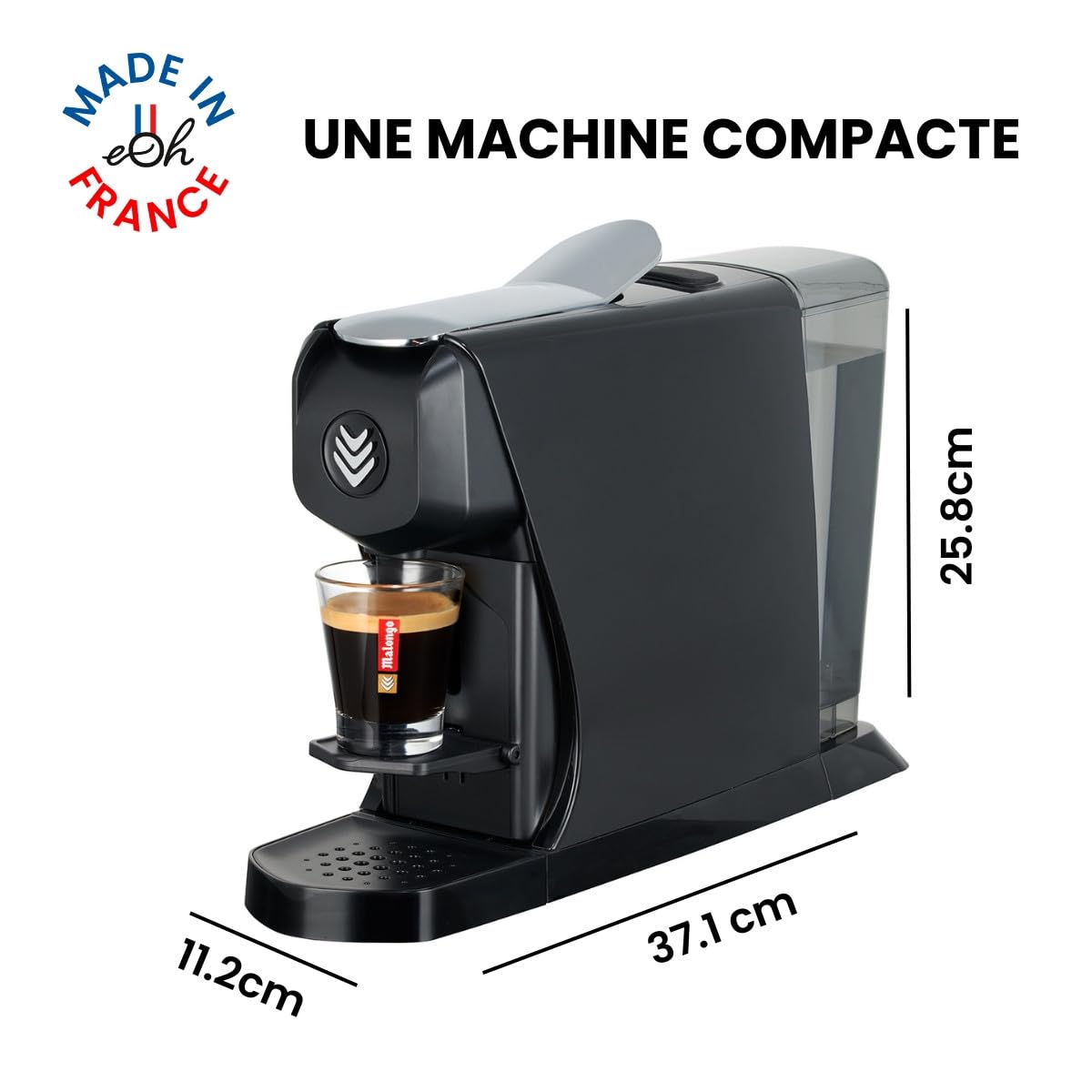 Machine à dosettes Expresso EOH noir mat, fabriquée en France - Malongo