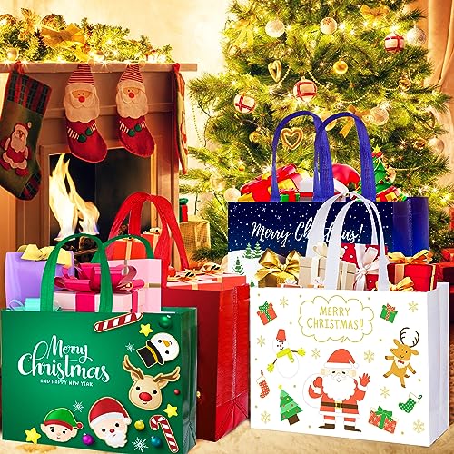 IPQXE 34 Pack Christmas Gift Bags Assorted Sizes- Reusable Tote Bags Non-Woven, Xmas Shopping Bags with Handles, for Christmas Treat Bags, Gifts Wrapping, Xmas Party Supplies 16 Large 18 Small - image 5