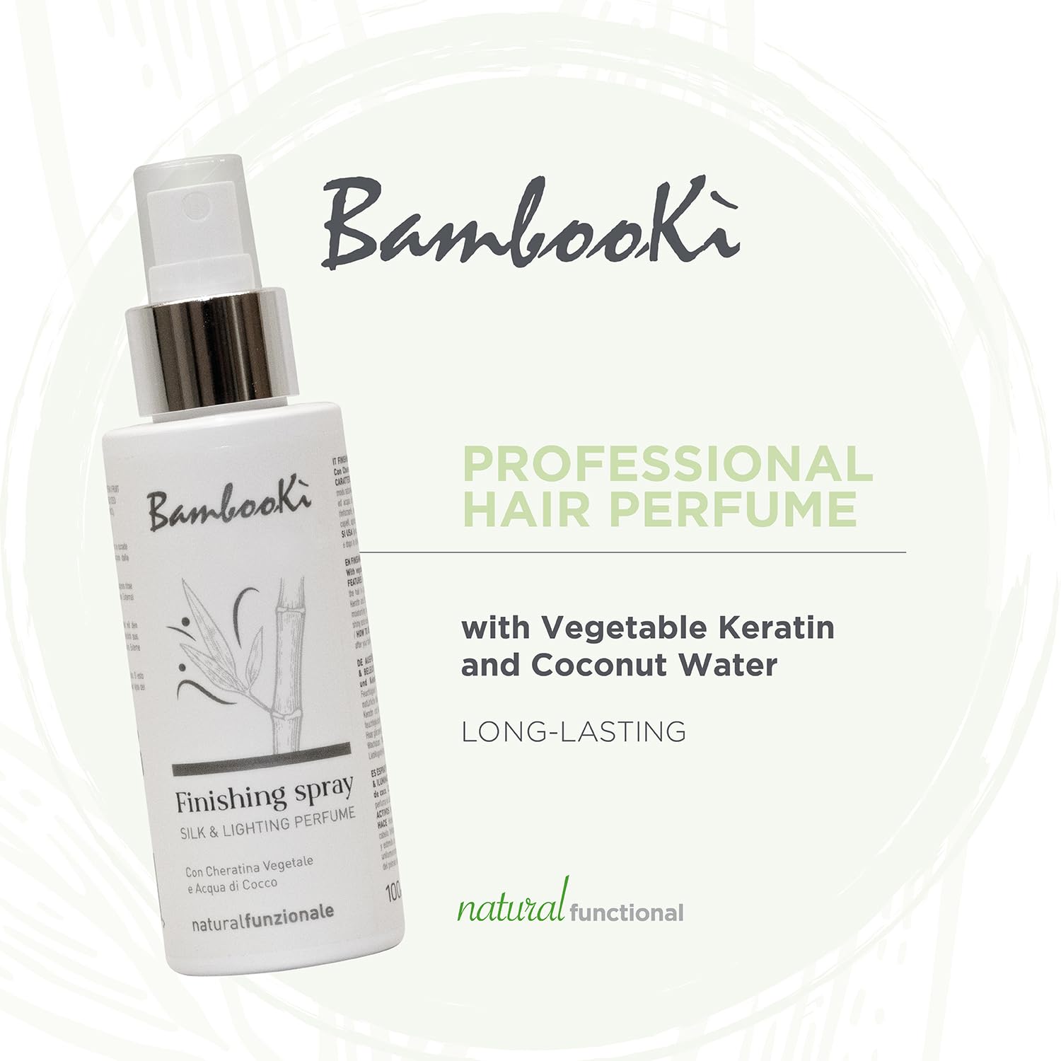 Parfum pour Cheveux Professionnel Silk & Lightning BambooKì, Soin Multi-bénéfices, Parfum Cheveux Longue Tenue, avec Kératine Végétale et Eau de Coco, Ingrédients d'Origine Naturelle, Brume 100 ml