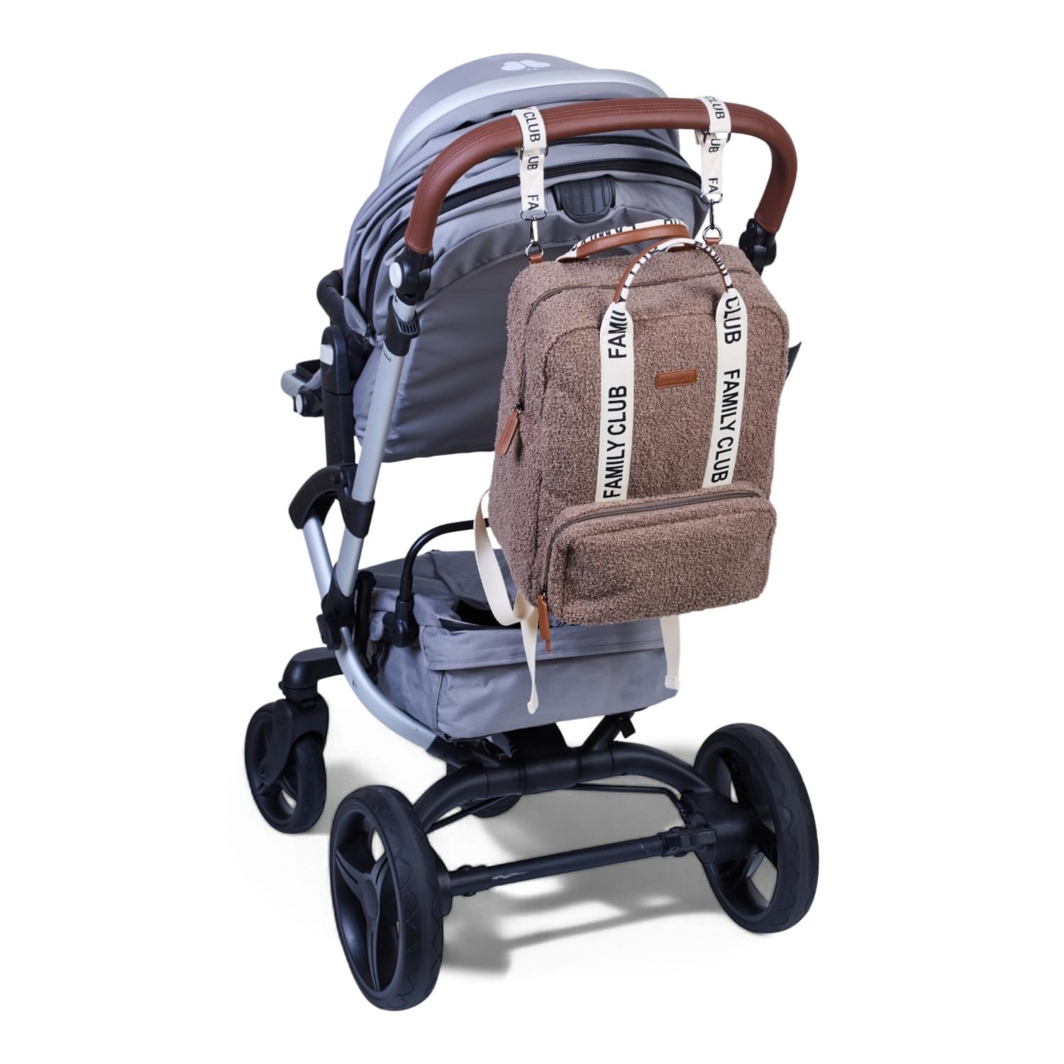 CHILDHOME, Sac à dos à langer Family Bag, Grande capacité, Multifonctionnel, Tapis à langer inclus, 11 Compartiments, Pochette Isotherme, Passage Trolley-valise, Accroche Poussette, 20.5L, Teddy Brun