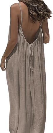 Backless Cami Dresses for Women, Backless House Dress, Lounge House Vacation Beach Sundresses