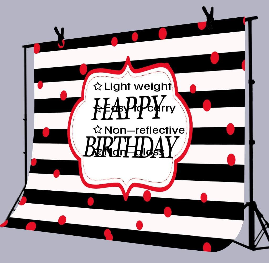 Best Deal Red Dots Birthday Backdrop for Photography, 9x6FT Backdrop, Black White Stripes Birthday Backgrounds, Great for Children Baby Adults Birthday Party LYLU159