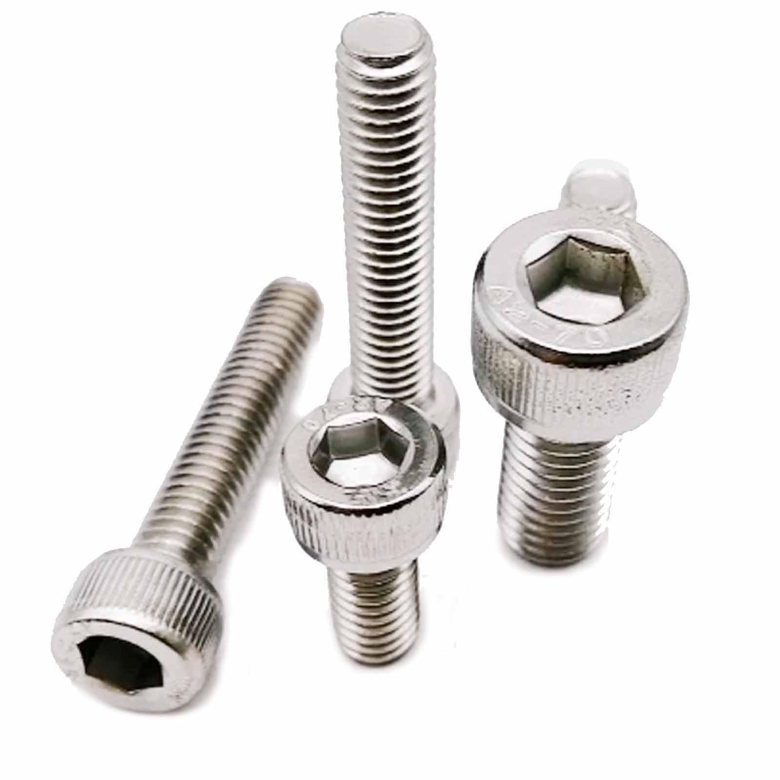 Tornillo autorroscante 1/5/10/50 piezas M3 M4 M5 M6 M8 A2-70 304 hexagonal de acero inoxidable cabeza hexagonal cabeza hexagonal tornillo Allen longitud de rosca 10-150 mm cubierta de tornillo (6 mm