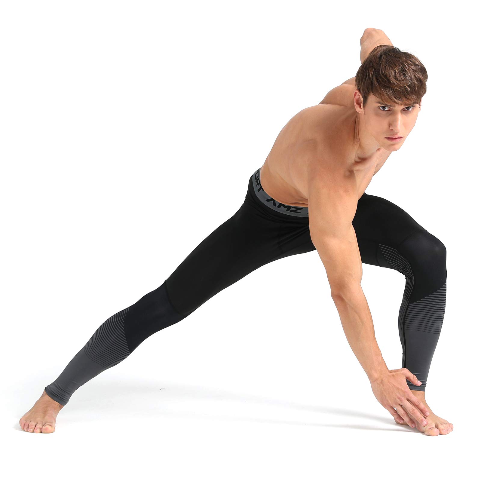 AMZSPORT Pantaloni per Compressione Sportiva da Uomo Asciugatura Veloce Leggings di Baselayer da Allenamento Nuova Generazione