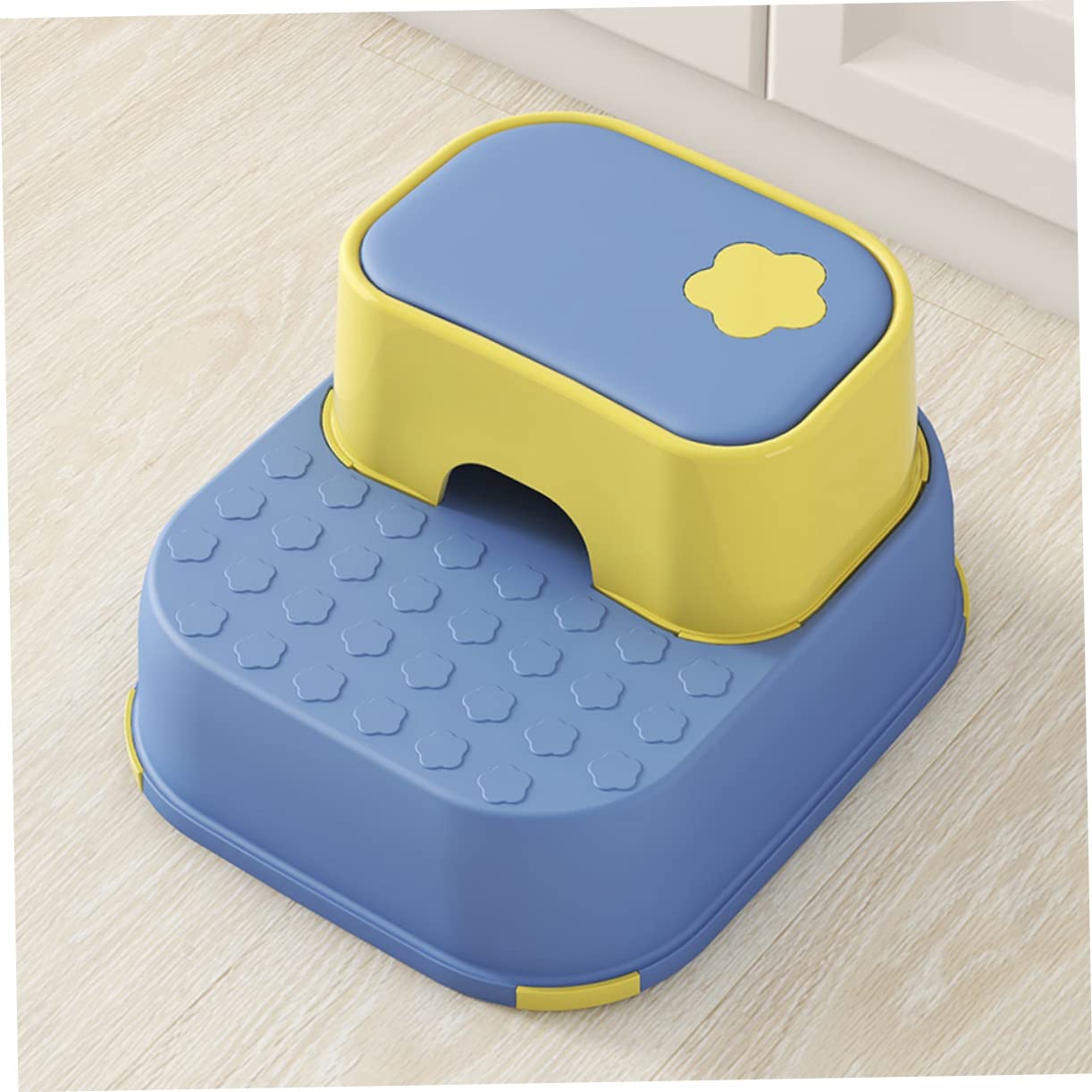 Taburete de Dos Escalones Antideslizante para Niños Pequeños, Taburete de Seguridad de PP Azul y Amarillo, para Baño y Lavabo, Adecuado para Entrenamiento y Uso Diario Hogar