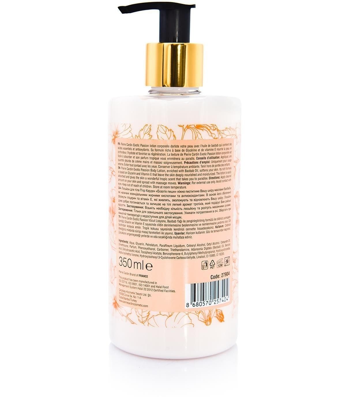 Pierre Cardin Exotic Passion Babobab Yağı İçeren Besleyici Ve Nemlendirici Vücut Losyonu, 350 Ml (3 paketi)