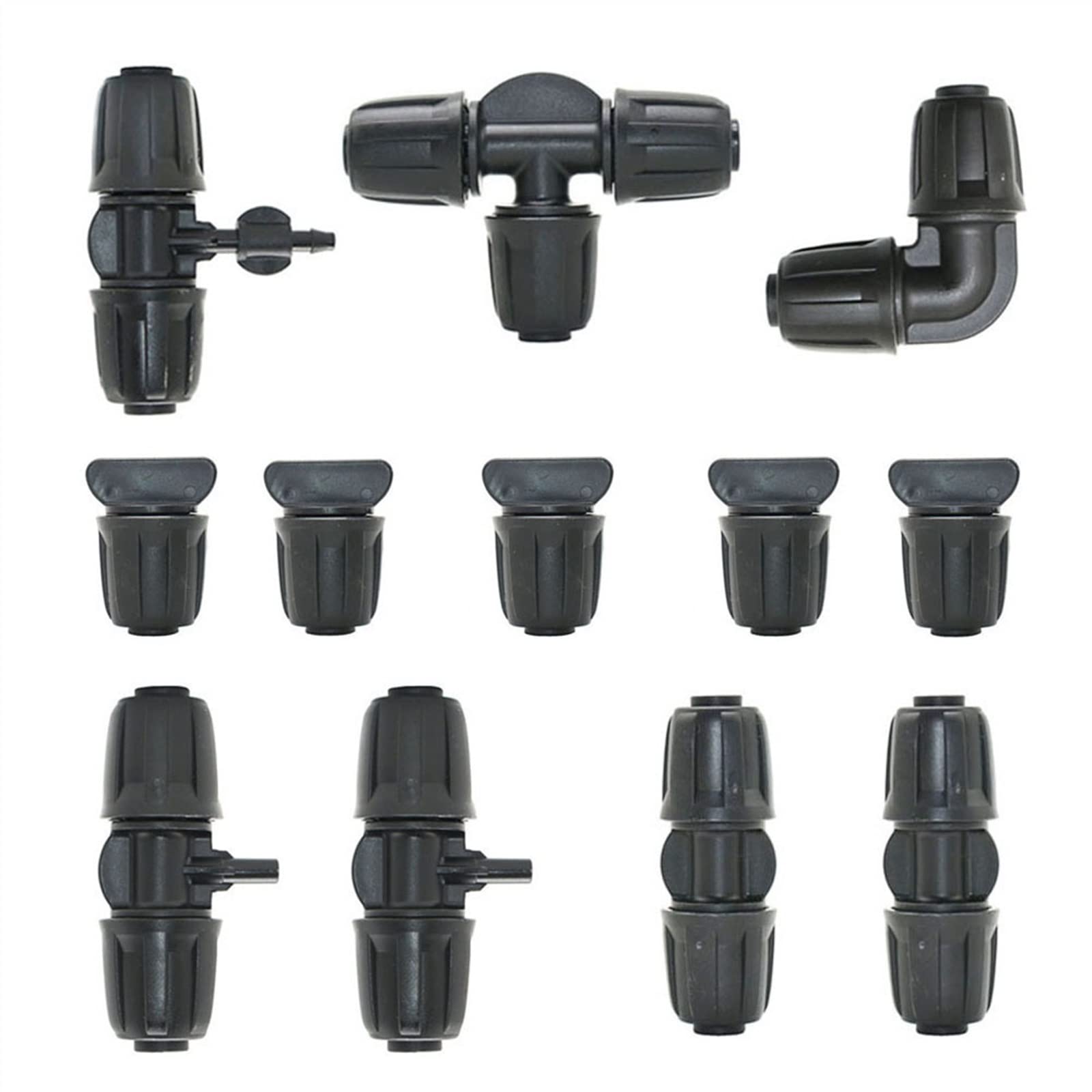 Hose Splitter,16mm Water Pipe Coupler Tee Elbow End Plug Fittings to 4/7mm Reducer Garden Drip Irrigation Coupling 20Pcs(Elbow)