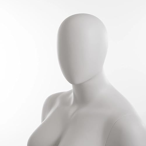 Miniatura 6 de Mondo Mannequins Maniquí femenino de tamaño grande ámbar, forma de exhibición al por menor de cuerpo completo, blanco mate