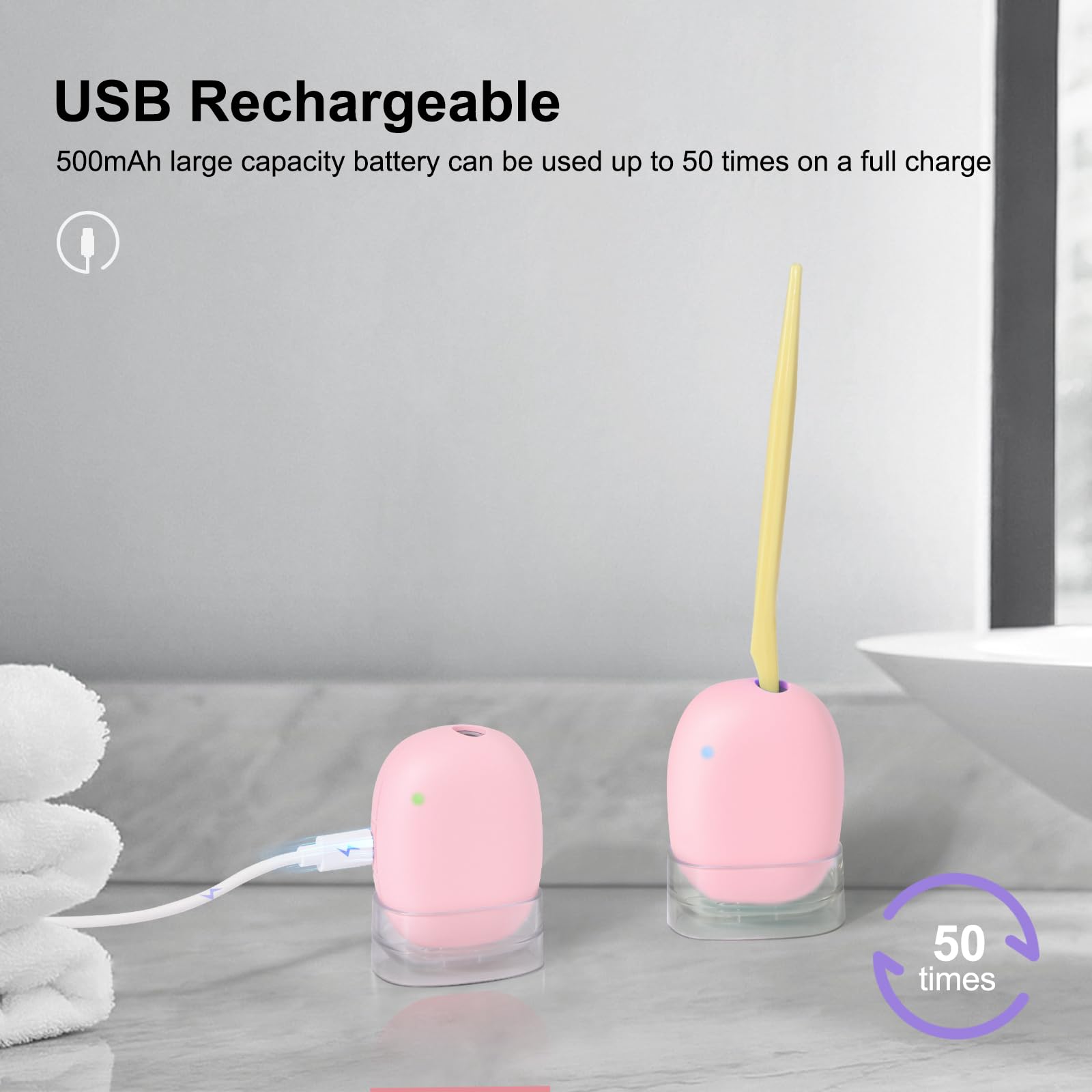 Custodia per spazzolino disinfettante UV, mini portaspazzolino portatile, sterilizzante, rosa, adatta a tutti gli spazzolini elettrici e manuali