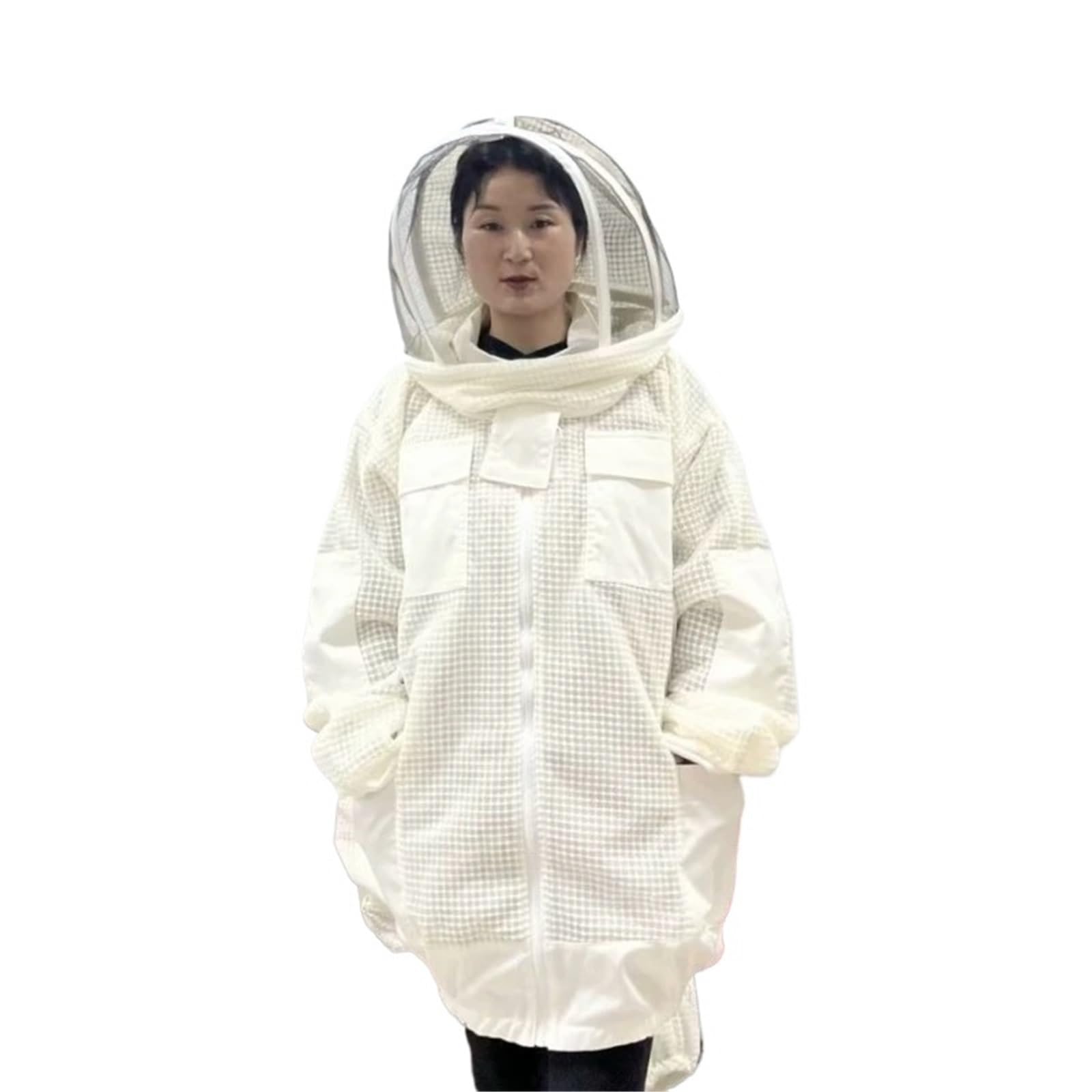 Traje de apicultor Profesional Ropa de apicultura medio cuerpo algodón transpirable, gruesa y antipicaduras 3D(White,XXL)