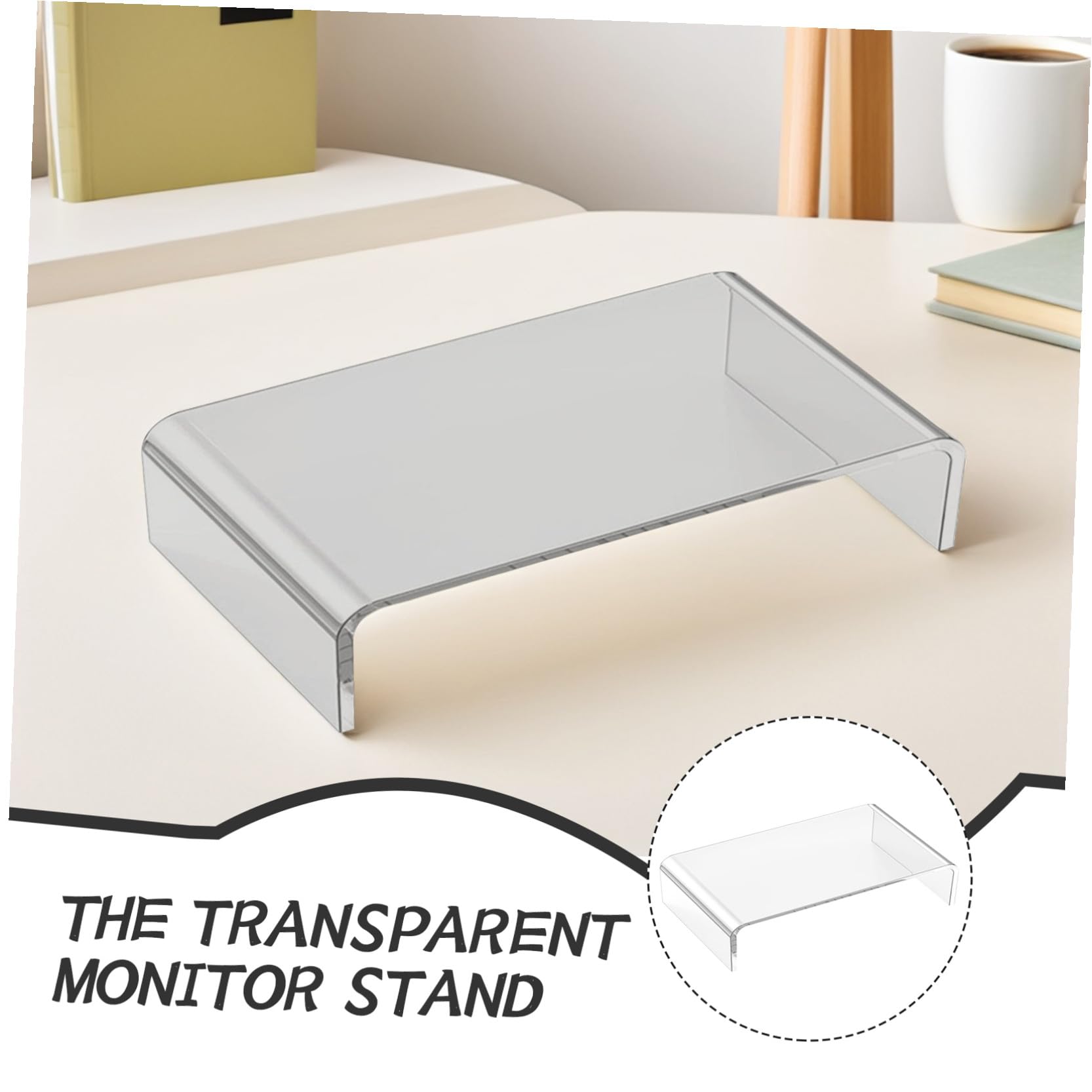 NOLITOY Supporto per Monitor Acrilico Trasparente, Rialzo per Schermo del Computer, Base di Supporto per Pc, per Casa, Ufficio e Scuola, Risparmio Spazio e Postura Ergonomica
