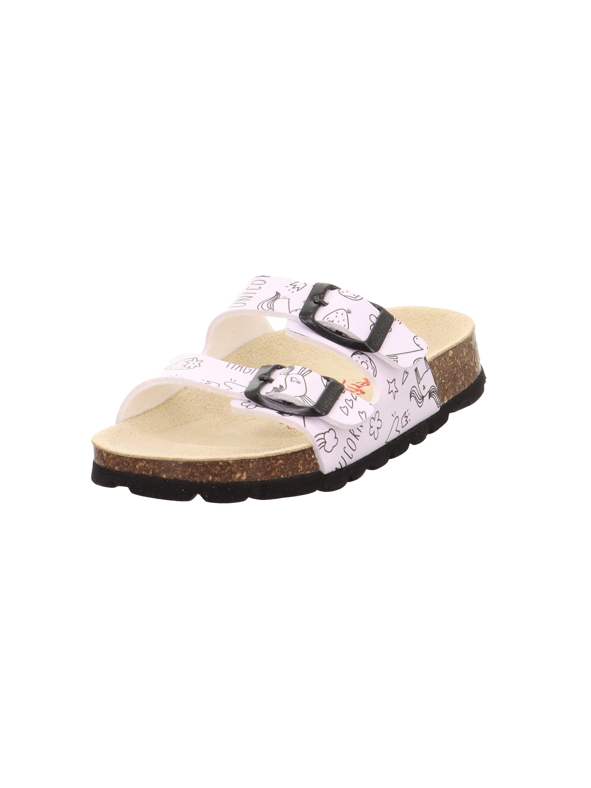 Superfit Footbed slippers sandals 1-800111 girls, White Black 1060, 24 EU