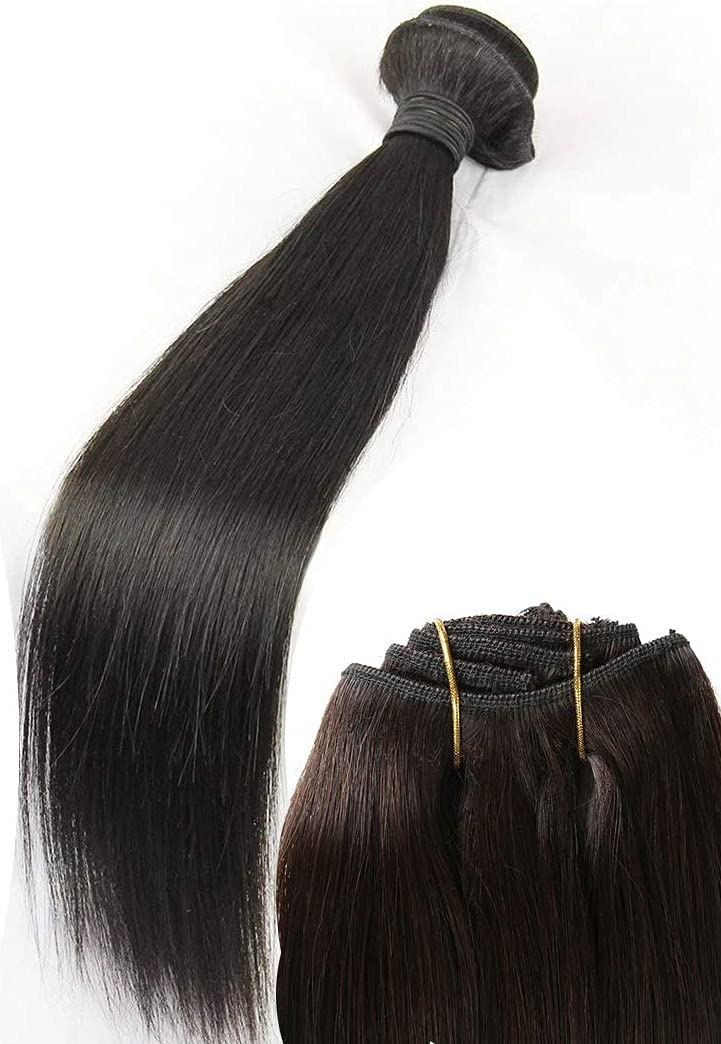 Blessings 18 inch Indian Women Human Hair Weft Straight Remy Hair Double Drown Extension Weaves, 1 Bundle, 100 G, Brown