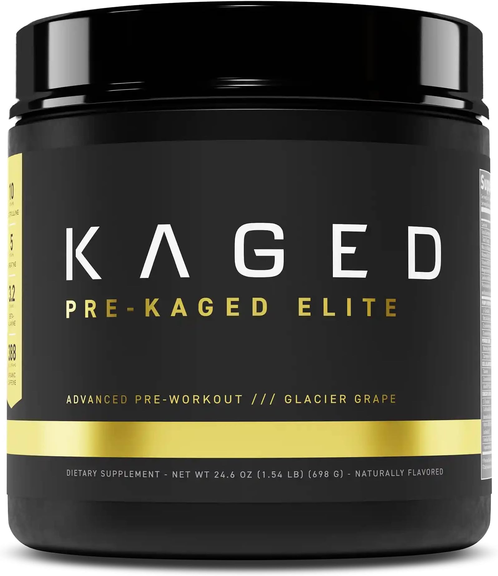 Kaged High Stimulant Pre Workout Powder | Glacier Grape | Pre-Kaged Elite | L-Citrulline | Creatine | Beta Alanine | 388mg Caffeine | Nitric Oxide Booster | 20 Servings