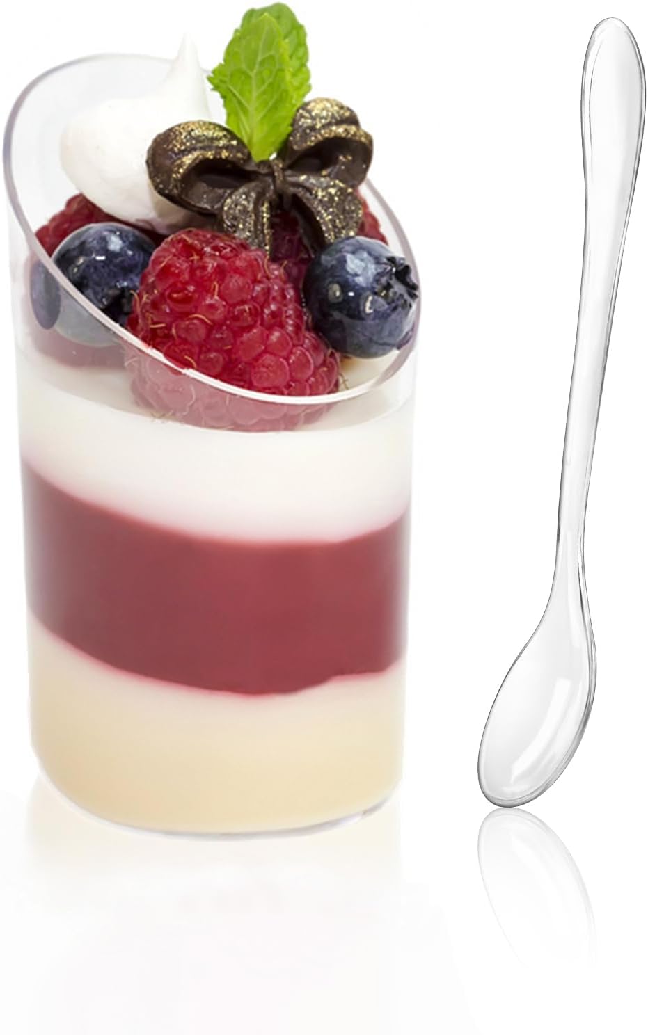 TOFLEN 100 Pack 2.2 oz Mini Dessert Cups with Spoons