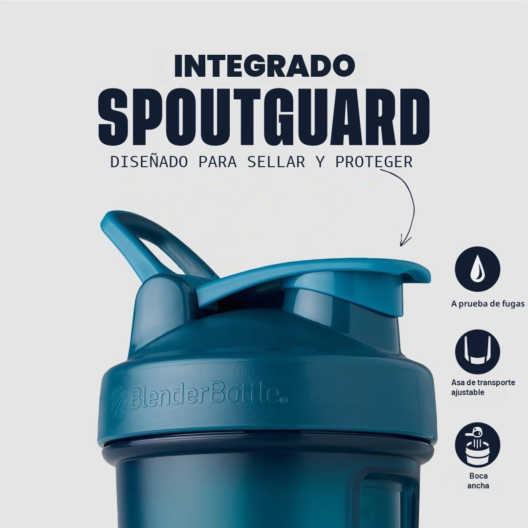 BlenderBottle Classic V2 - Botella mezcladora con bola de acero inoxidable, perfecta para batidos de proteínas, apta para lavavajillas, 600 ml, azul océano