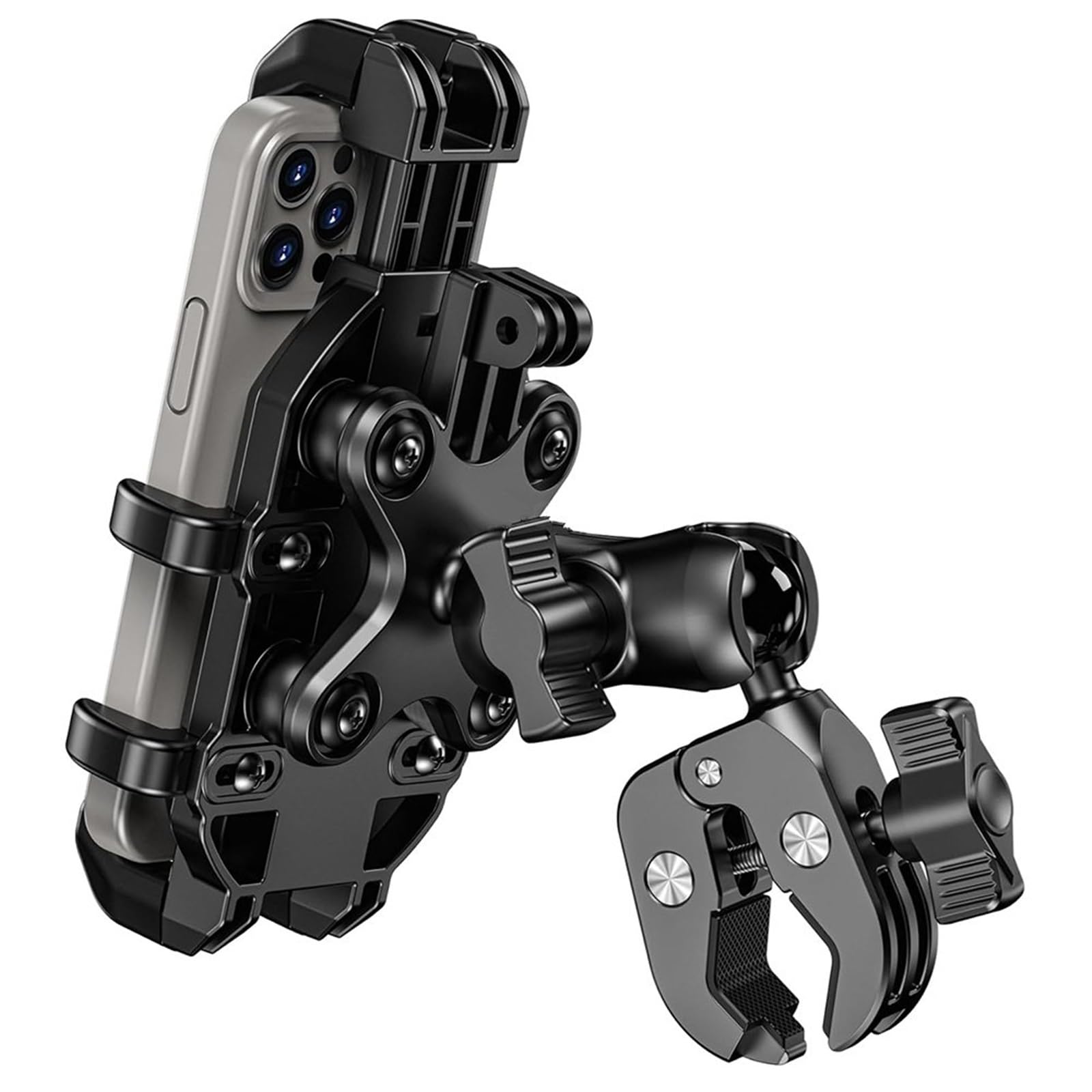 Soporte para Teléfono De Motocicleta con Amortiguador De Vibraciones Y Abrazadera Antivibración para Manillares De 0,5'' A 1,5'' De Diámetro