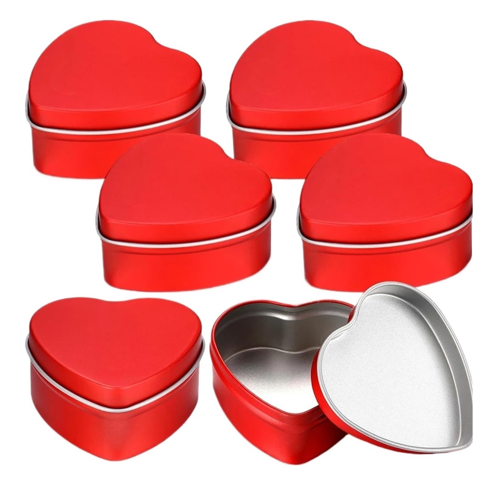 Xinglongs 12 barattoli per candele, in metallo, a forma di cuore, vuoti, con coperchio, per conservare caramelle